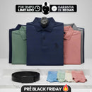 [Leve 6, Pague Só 3] Camisa Polo Ventura Masculina em Algodão, Poliéster e Elastano com Microtextura Geométrica, Botões Frontais e Logo Bordado + BRINDES